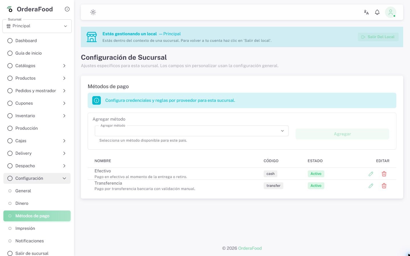 Pagos y envío a operación